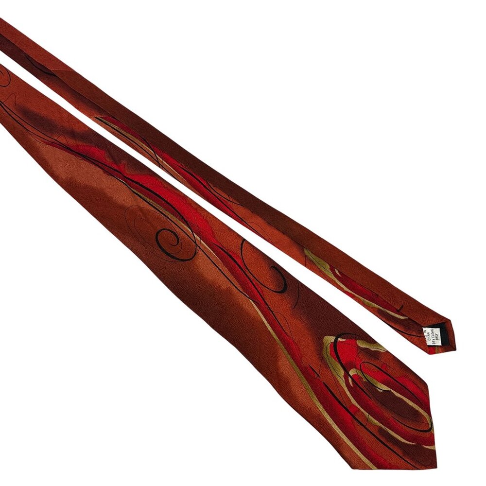 Jerry Garcia Collection 100 Percent Silk Red Abstract Design Necktie